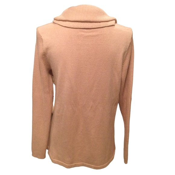Karl Lagerfeld Pink/Gold Metallic Cowl Neckline Pullover Sweater - Picture 4 of 10